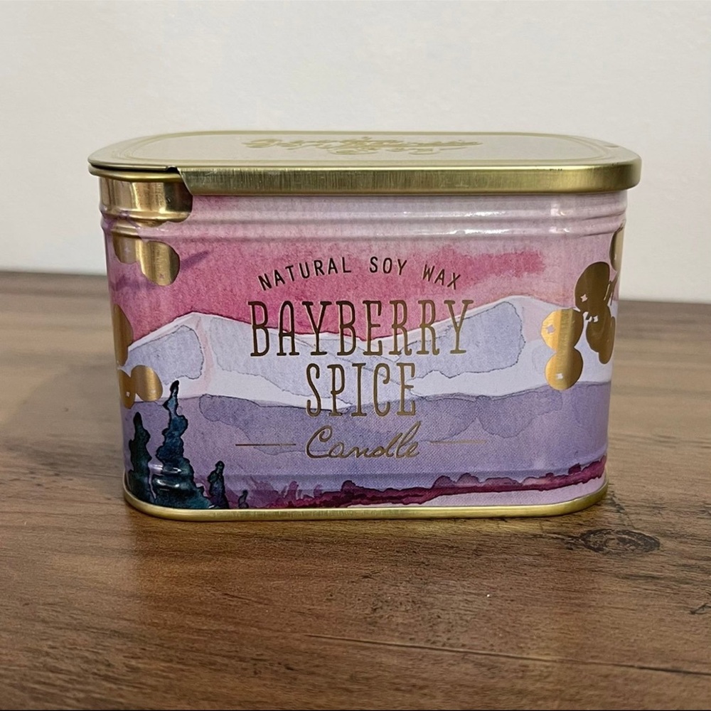 Anthropologie Bayberry Spice Soy Candle - Purple and Gold
